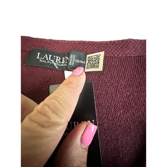 NWT Lauren Ralph Lauren Black Label L Burgundy Cross Wrap Slouchy Sweater #Q6-8 - Picture 4 of 12